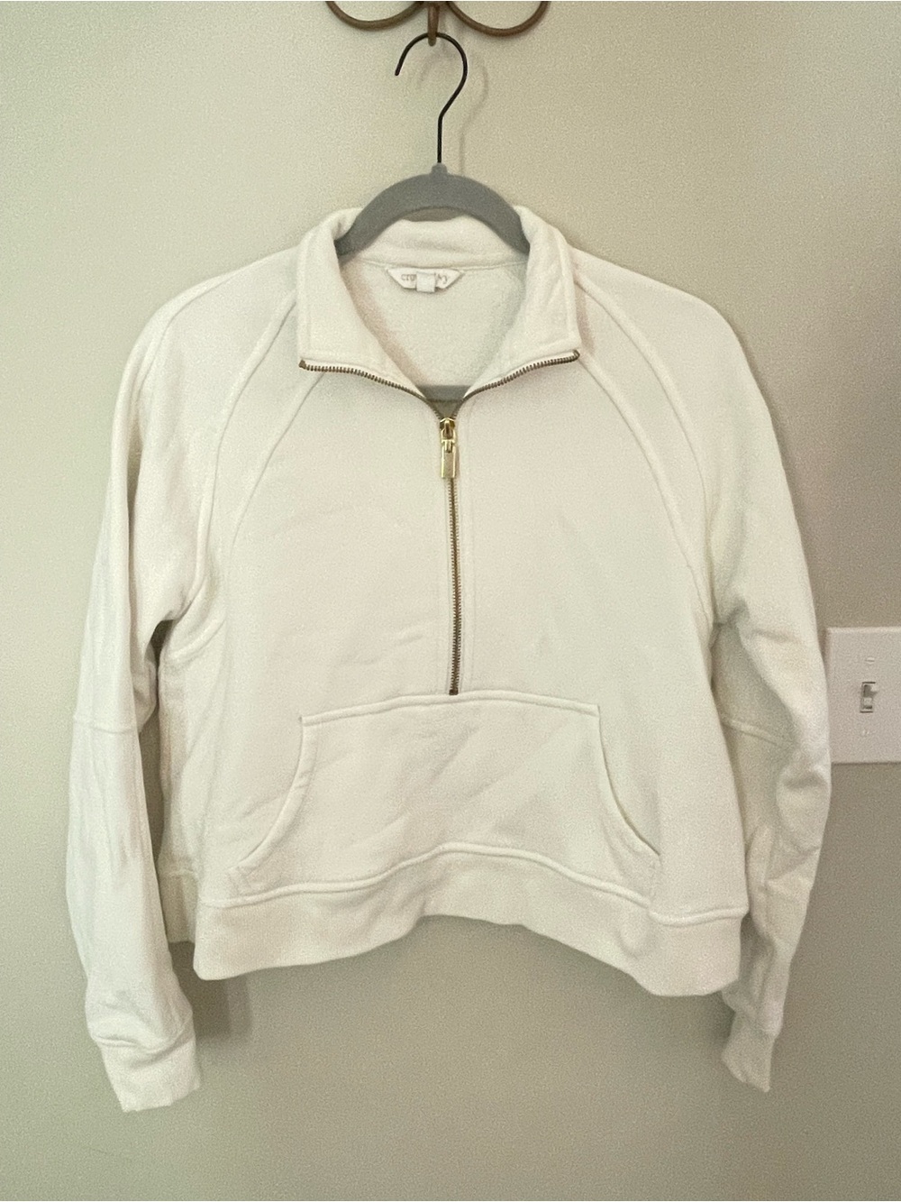 crown & ivy Ivory Half-Zip Pullover Sweatshirt